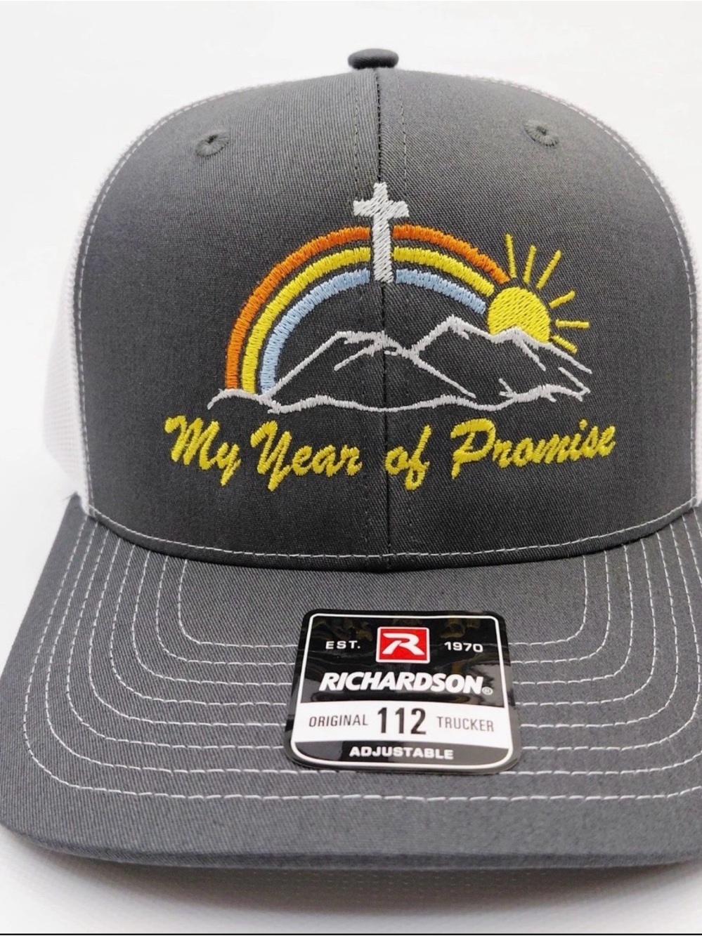 Christian My Year of Promise Jesus Cross Richardson 112 Trucker Hat Gray